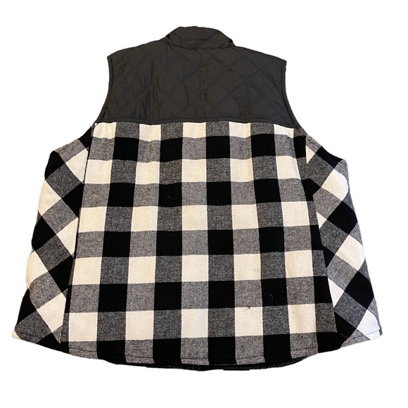 NWT MAURICES Black & White Buffalo Plaid Zip Up Vest Jacket 3X - Picture 4 of 6